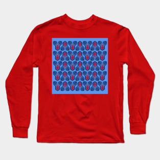 Turkish Tulip Damask Floral Pattern Red, Blue Long Sleeve T-Shirt